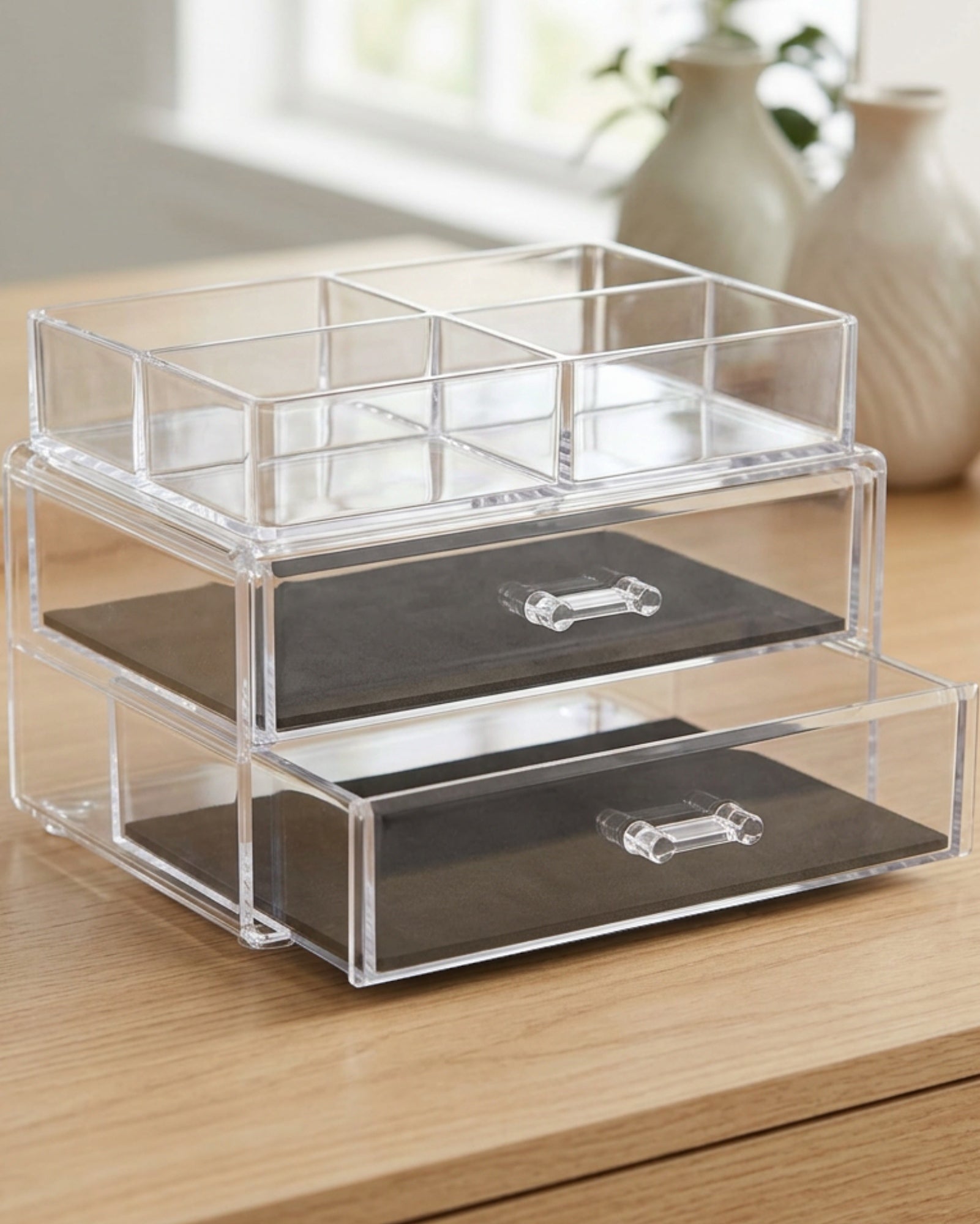 Wdkfb Two Drawer Four Section Acrylic Organizer Clear Smoke - Lifestyle view